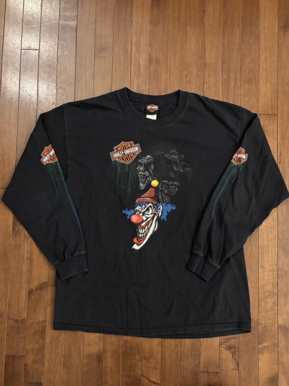 Vintage 2011 Harley Davidson Clown LA Long Sleeve Black XL T Shirt Biker 2000s